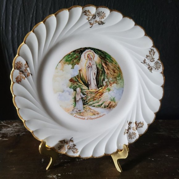 Vintage Limoges Plate Lourdes Apparition Virgin Mary, Lourdes L' Apparition - Picture 1 of 4